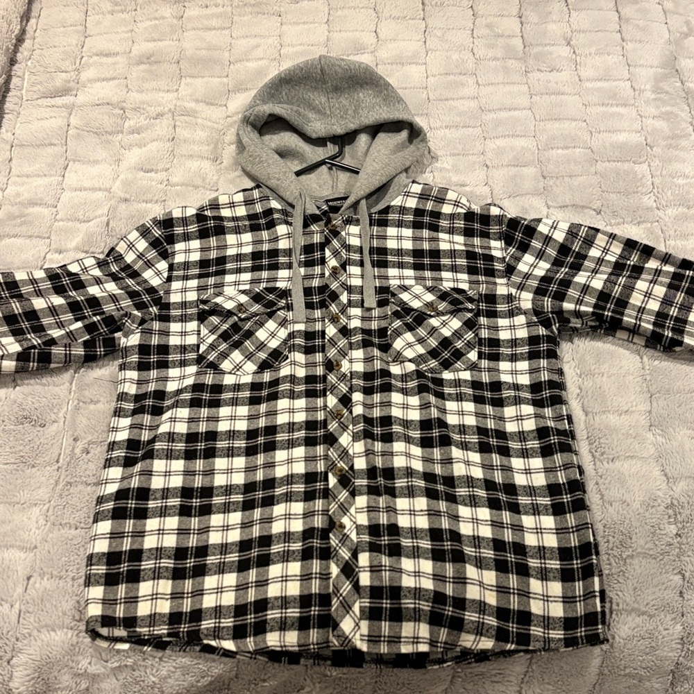 Plaid Hooded Shirt Jacket